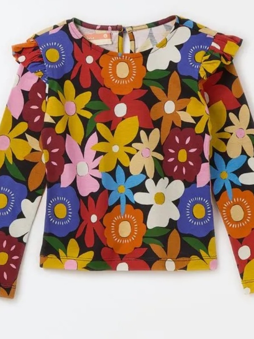 Girls Floral Print Long-Sleeve Top - Multicolor